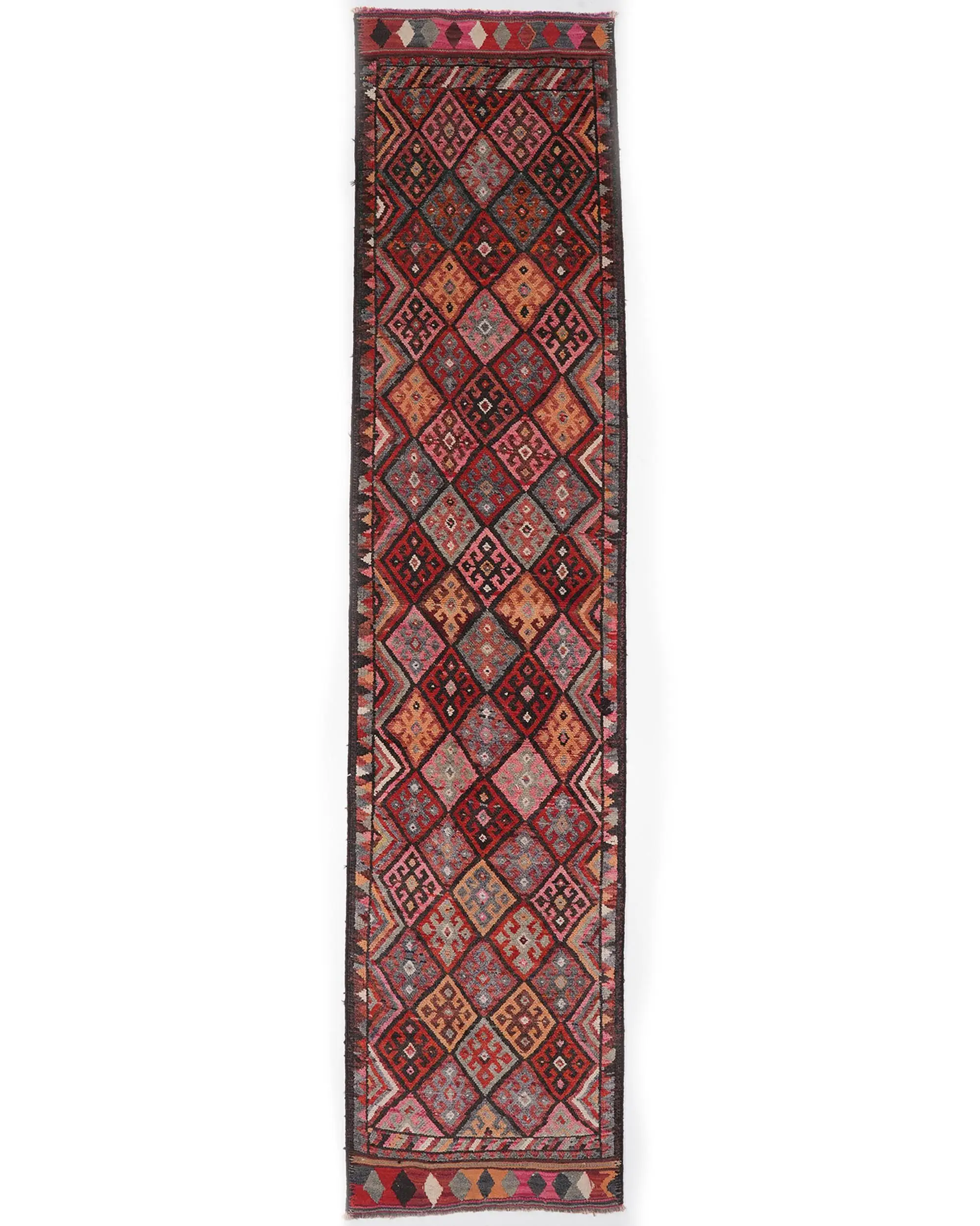 Turkish Herki Rug 2.7x12.2 ft (83x372 cm), Red Ombré Vintage Rug - 1