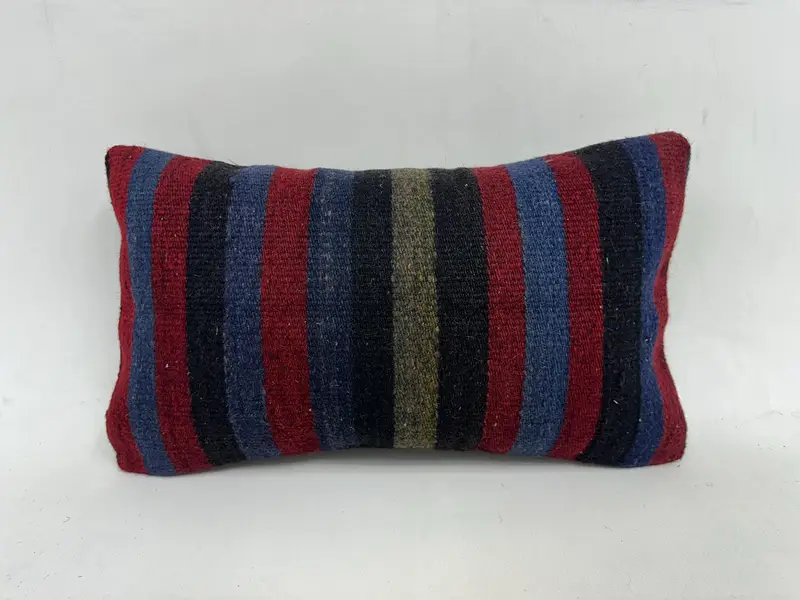 Vintage Pillow, Pillow Cover, 12x20 Red Cushion, Cozy Throw Pillow Sham, Ethnical Kilim Rug Pillow, Neutral Throw Cushion, Pillow for Couch - 1