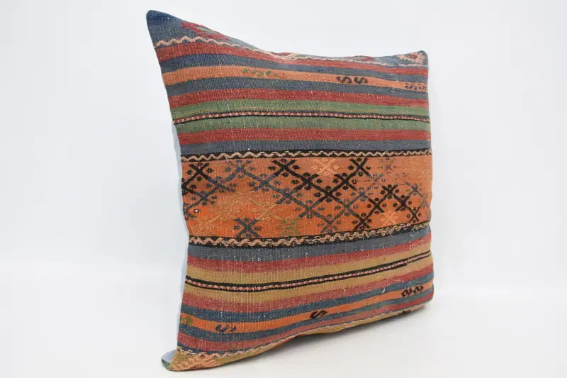Turkish Pillow, 28x28 Orange Pillow Cover, Boho Pillow Sham Cover, Pillow, Square Throw Pillow Sham, Tribal Pillow Cover, Vintage Pillow - 3