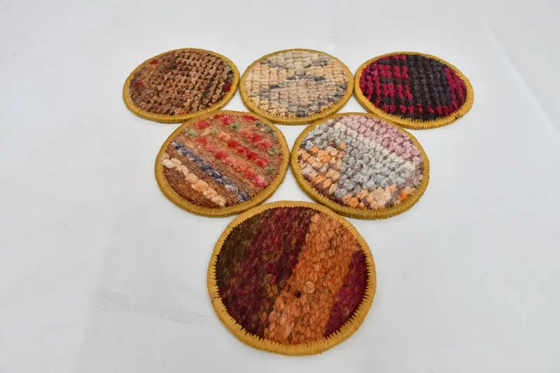 Bohemian Round Coasters, Red and Orange Coaster Set