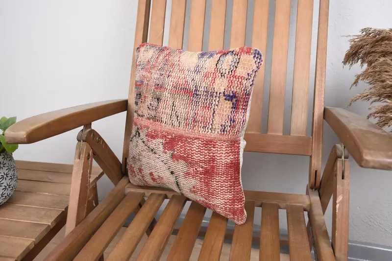 14x14 Red Pillow Cover, Pillow for Sofa, Rustic Cushion Cover, Accent Throw Pillow Case, Pillow Sham, Turkish Pillow, Vintage Pillow - 3