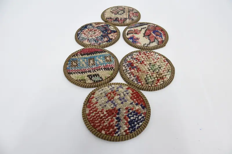 Elegant Red and Bronze Coasters, Woven Table Coasters