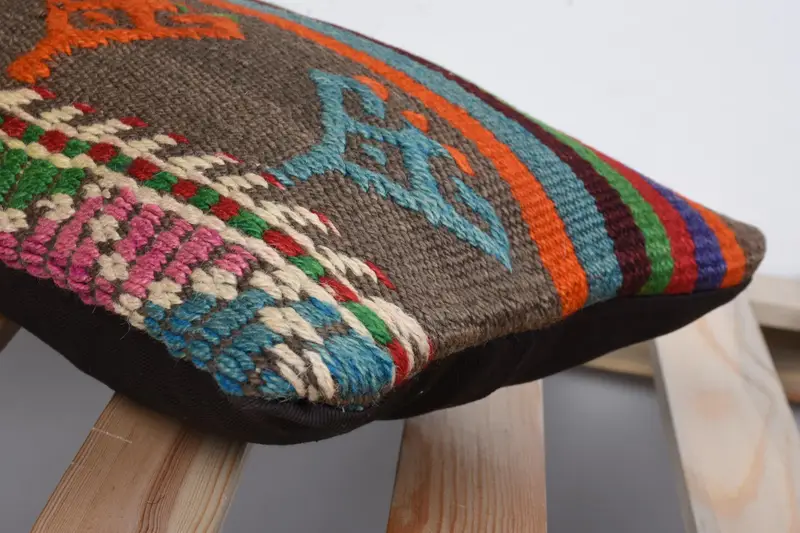 Antique Pillows, Interior Designer Pillow, Customized Cushion Case, 8x16 Brown Pillow Case, Kilim Pillow, Cushion, Kilim Rug Pillow - 7