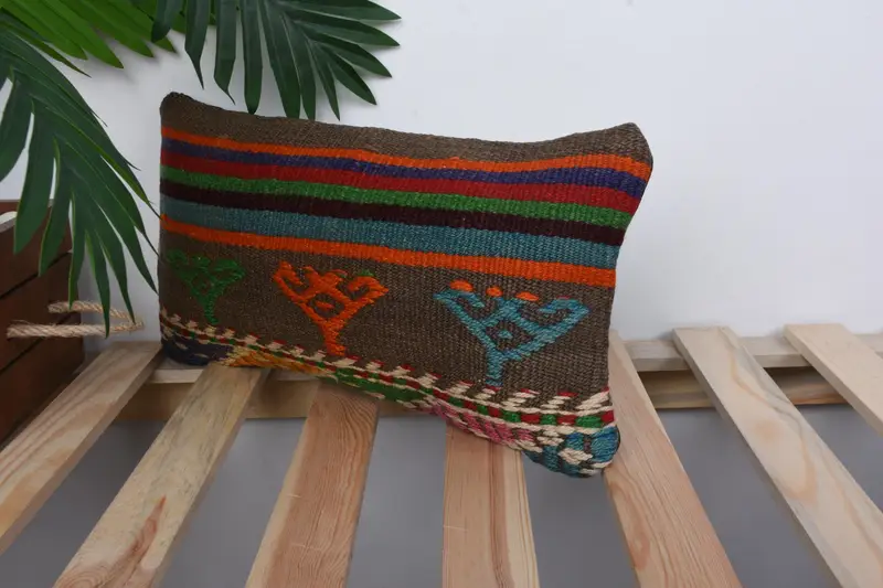 Antique Pillows, Interior Designer Pillow, Customized Cushion Case, 8x16 Brown Pillow Case, Kilim Pillow, Cushion, Kilim Rug Pillow - 5