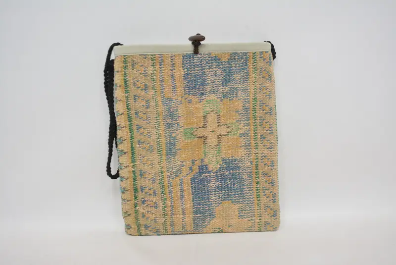 調節可能なストラップ付きアールデコ調キリムバッグ、ウールクロスボディバッグ
