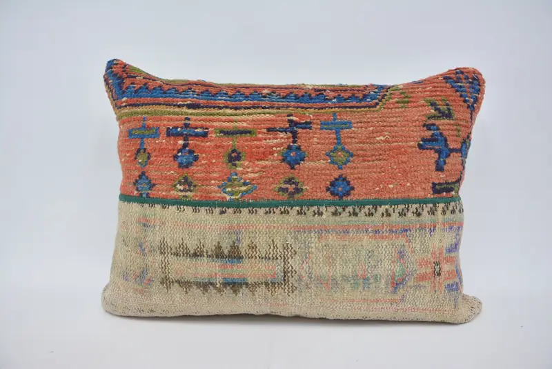 Orange & Beige Geometric Pillow, 20x28 Inches Decorative Pillow - 1