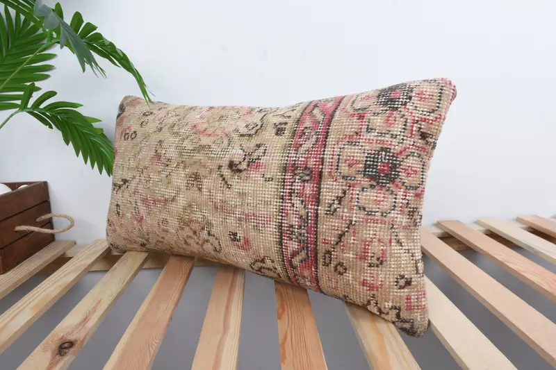 Bed Pillow Cover, Home Decor Pillow, 12x24 Beige Cushion Cover, Garden Pillow, Boho Pillow Sham Cover, Throw Kilim Pillow, Cushion Case - 5