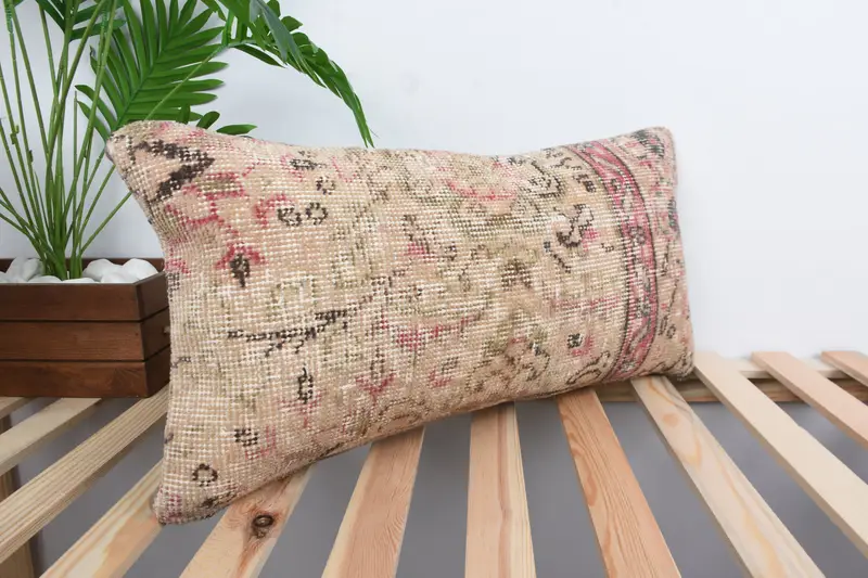 Bed Pillow Cover, Home Decor Pillow, 12x24 Beige Cushion Cover, Garden Pillow, Boho Pillow Sham Cover, Throw Kilim Pillow, Cushion Case - 4