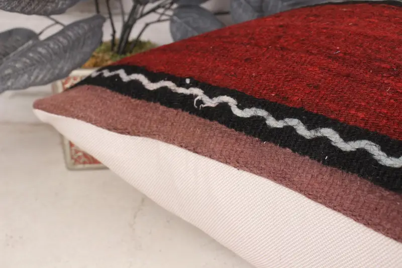 Boho Pillow, Oriental Cushion, Car Pillow Cover, 18x18 Red Cushion, Handmade Throw Pillow, Home Decor Pillow, Vintage Pillow, Cushion Cover - 7