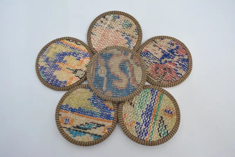 Juego de posavasos azules y beige, posavasos de diseño único