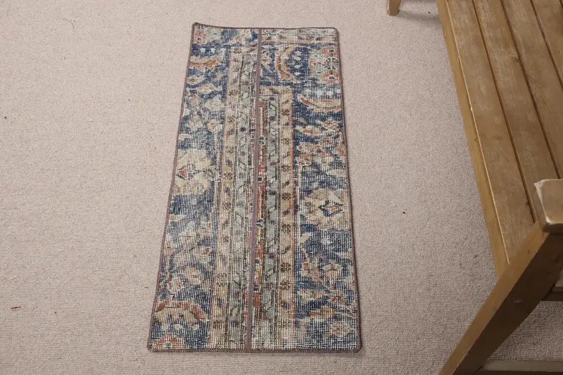 Alfombra de Lunares Azul Verde 1,5x3,4ft, Perfecta para Salón