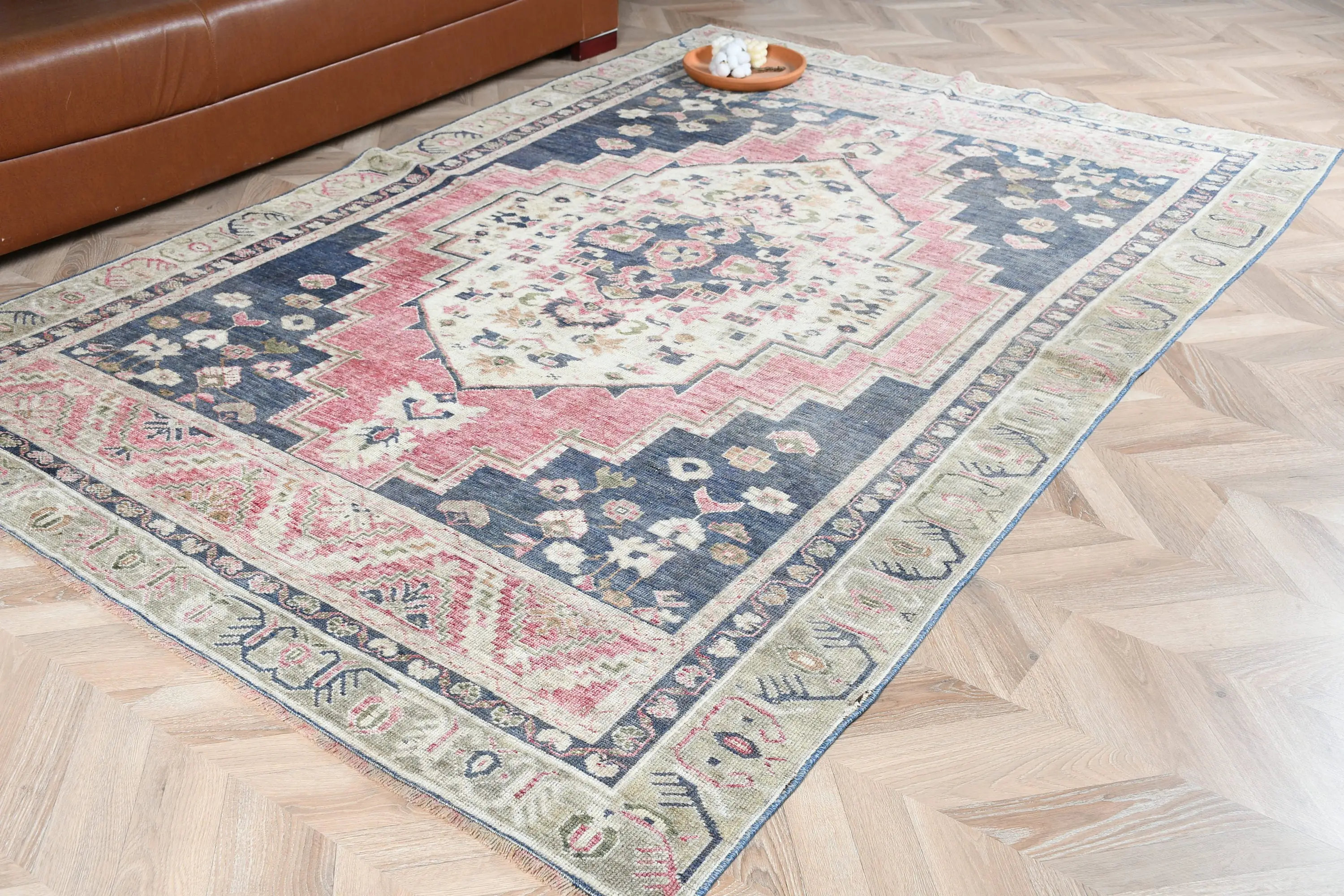 5,43x8,2 ft großer türkischer Teppich, Vintage blauer Tarnteppich - 1
