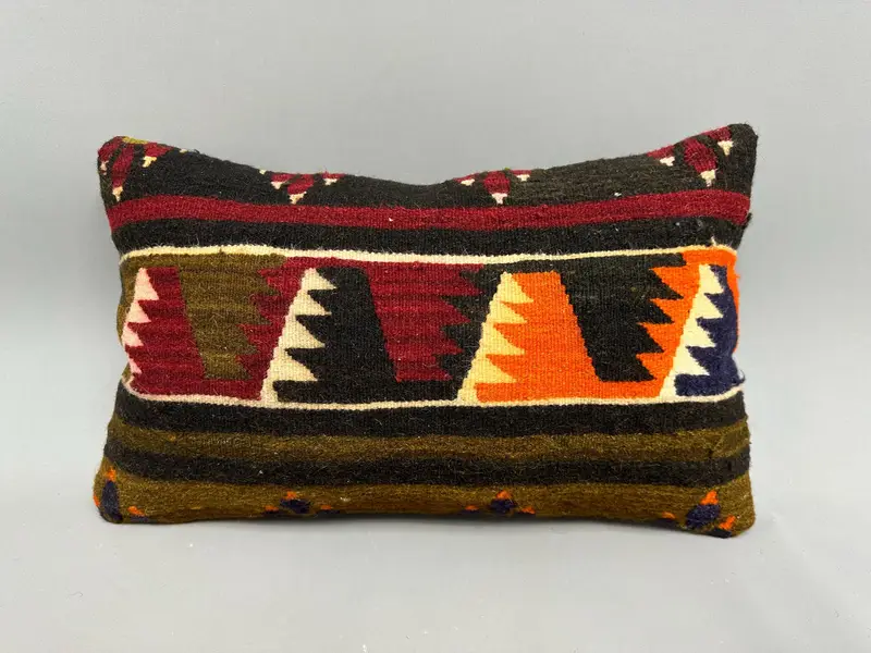 Handwoven Cushion Case, Pillow Cover, 12x20 Brown Cushion, Throw Kilim Pillow, Handwoven Pillow Cover Cushion, Boho Pillow, Turkish Pillow - 4