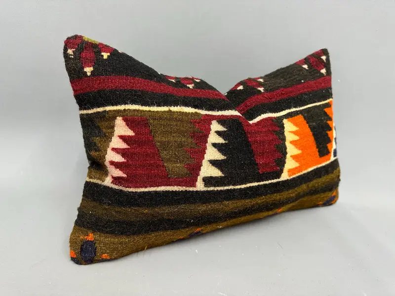 Handwoven Cushion Case, Pillow Cover, 12x20 Brown Cushion, Throw Kilim Pillow, Handwoven Pillow Cover Cushion, Boho Pillow, Turkish Pillow - 2