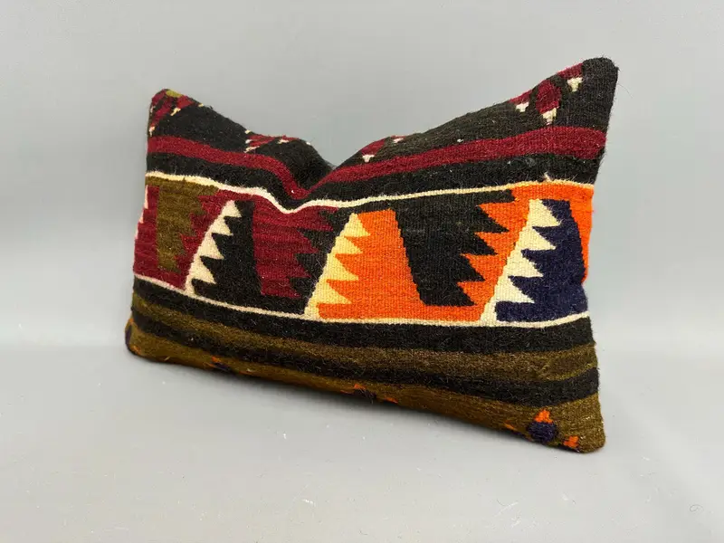 Handwoven Cushion Case, Pillow Cover, 12x20 Brown Cushion, Throw Kilim Pillow, Handwoven Pillow Cover Cushion, Boho Pillow, Turkish Pillow - 3