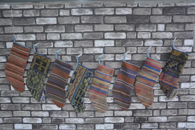 Festive Christmas Ornaments Pattern, 9 Inch Wide Xmas Stocking