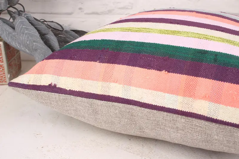 Ethnical Kilim Rug Pillow, 18x18 White Cushion, Cushion, Boho Pillow, Handmade Kilim Cushion, Decorative Throw Cushion Cover - 6