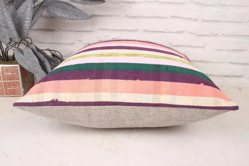 Ethnical Kilim Rug Pillow, 18x18 White Cushion, Cushion, Boho Pillow, Handmade Kilim Cushion, Decorative Throw Cushion Cover - 5