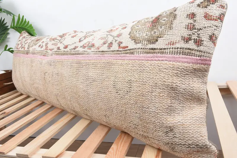 Turkish Kilim Pillow, Vintage Kilim Throw Pillow, 16x48 Brown Pillow, Pillow Cover, Bright Pillow Case, Pillow for Sofa, Farmhouse Cushion Case - 5