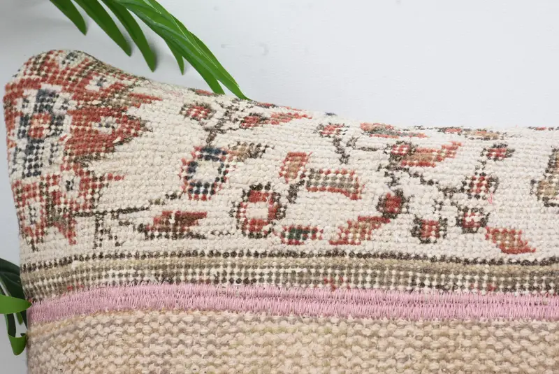Turkish Kilim Pillow, Vintage Kilim Throw Pillow, 16x48 Brown Pillow, Pillow Cover, Bright Pillow Case, Pillow for Sofa, Farmhouse Cushion Case - 2