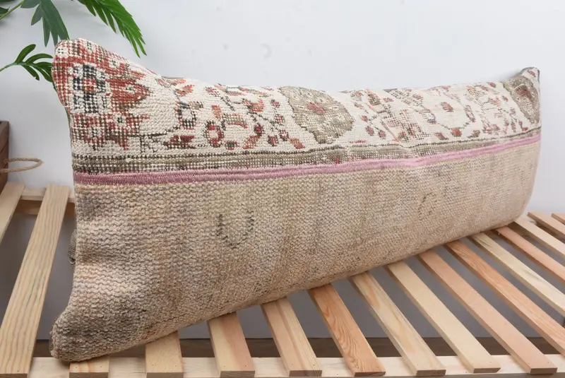 Turkish Kilim Pillow, Vintage Kilim Throw Pillow, 16x48 Brown Pillow, Pillow Cover, Bright Pillow Case, Pillow for Sofa, Farmhouse Cushion Case - 4