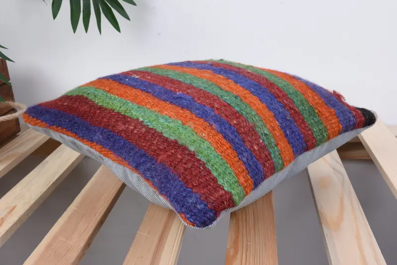 Knitted Pillow Case, Home Decor Pillow, Cushion, Vintage Kilim Pillow, Kilim Pillow, Handmade Rug Seat Cushion, 12x12 Blue Cushion Case - 6