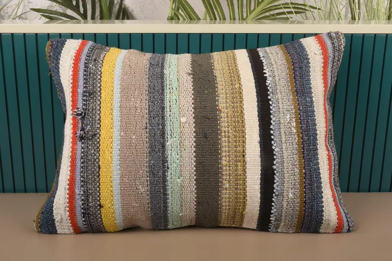 Striped Turkish Euro Sham, Gift Green Wedding Gift 16x24 inch Cushion - 1