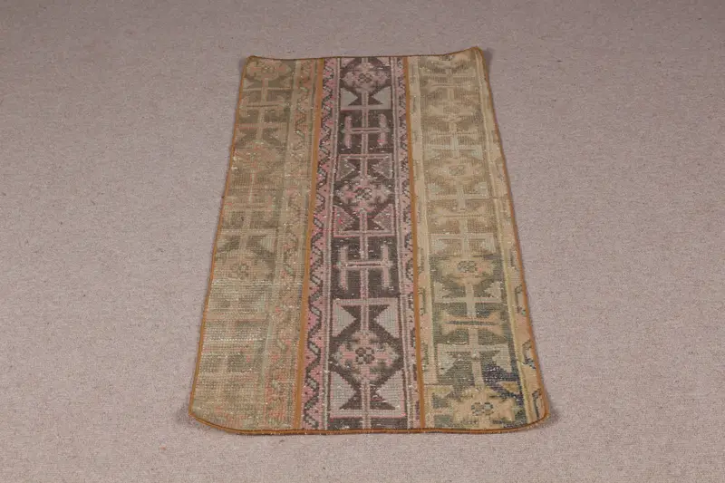 ブラウン イカット ラグ 2x4.1 フィート グリーン アクセント