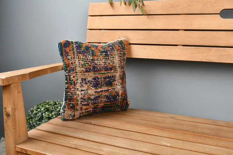 Throw Kilim Pillow, 12x12 Blue Pillow Case, Cushion Cover, Pillow for Sofa, Handmade Pillow Sham, Chair Cushion, Home Decor Pillow - 1