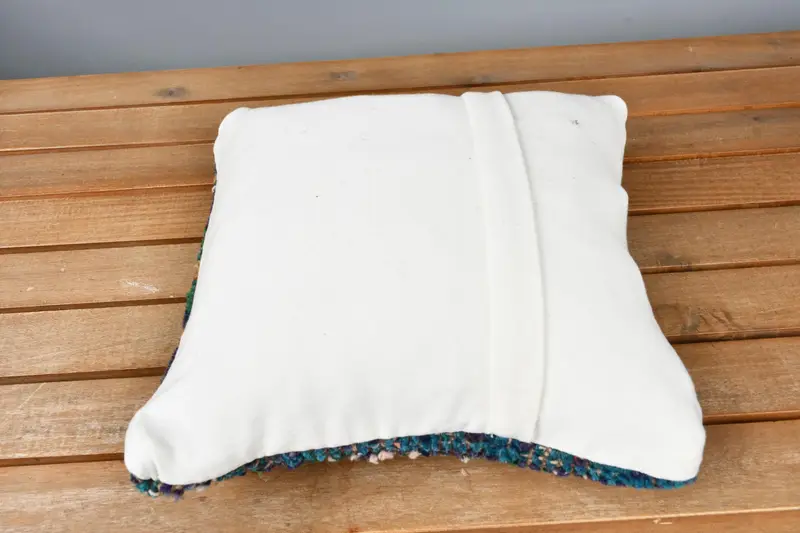 Throw Kilim Pillow, 12x12 Blue Pillow Case, Cushion Cover, Pillow for Sofa, Handmade Pillow Sham, Chair Cushion, Home Decor Pillow - 5