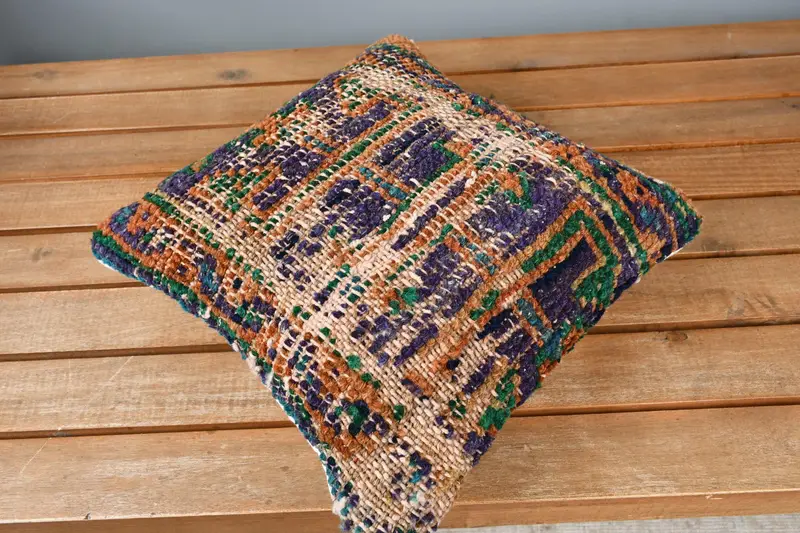Throw Kilim Pillow, 12x12 Blue Pillow Case, Cushion Cover, Pillow for Sofa, Handmade Pillow Sham, Chair Cushion, Home Decor Pillow - 2