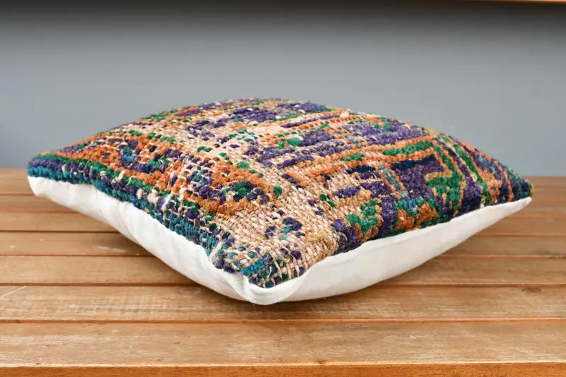 Throw Kilim Pillow, 12x12 Blue Pillow Case, Cushion Cover, Pillow for Sofa, Handmade Pillow Sham, Chair Cushion, Home Decor Pillow - 4