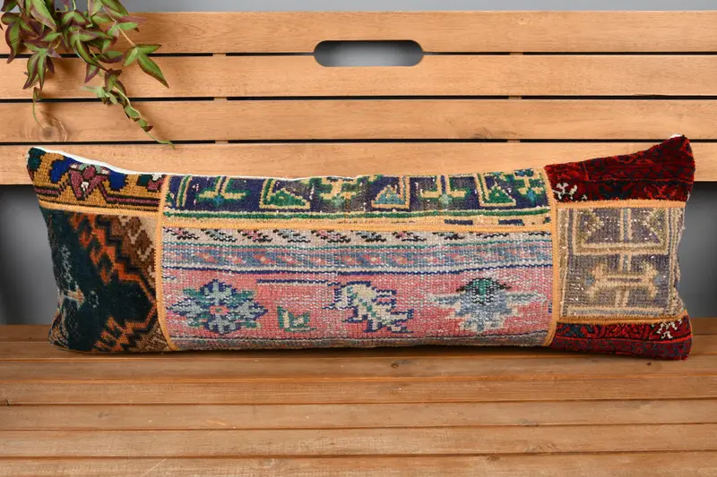 12x36 Red Pillow, Kilim Pillow, Living Room Throw Pillow, Cushion, Boho Pillow, Toss Cushion, Muted Pillow Cover, Cozy Throw Pillow, Turkish Pillow - 6