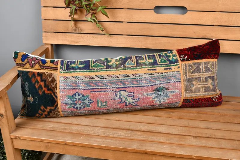 12x36 Red Pillow, Kilim Pillow, Living Room Throw Pillow, Cushion, Boho Pillow, Toss Cushion, Muted Pillow Cover, Cozy Throw Pillow, Turkish Pillow - 1