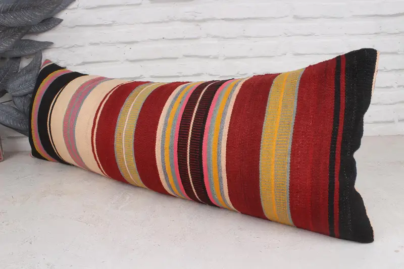 Throw Kilim Pillow, Comfy Throw Pillow Sham, Cozy Throw Cushion, Boho Pillow Sham Cover, Pillow Case, 12x36 Red Pillow Sham, Kilim Pillow Cover - 4