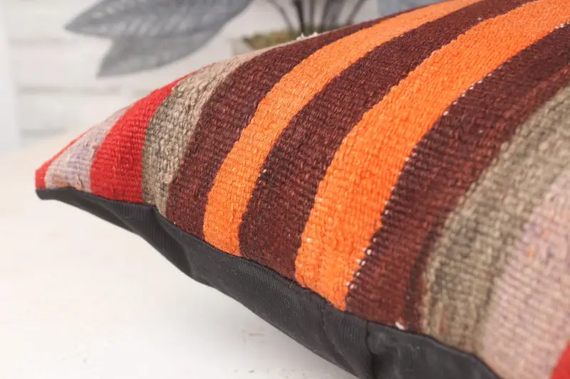 Antique Pillows, Kilim Cushion Sham, Home Decor Pillow, 16x16 Orange Pillow Cover, Bohemian Cushion Pillow, Pillow Case - 7