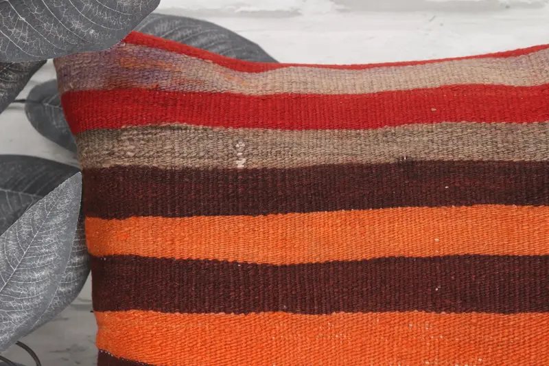 Antique Pillows, Kilim Cushion Sham, Home Decor Pillow, 16x16 Orange Pillow Cover, Bohemian Cushion Pillow, Pillow Case - 2