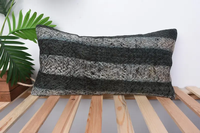 Antik Kissen, Sofa -Kissen, Kissenbedeckung, 12x24 graues Kissen, Pastellkissengehäuse, Kilimkissenbedeckung, Muster -Wurfkissen -Hülle, Kilimkissen - 1