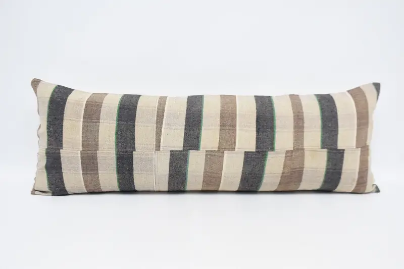 Besticktes rechteckiges Kissen, Vintage-Streifenkissen mit Reißverschluss