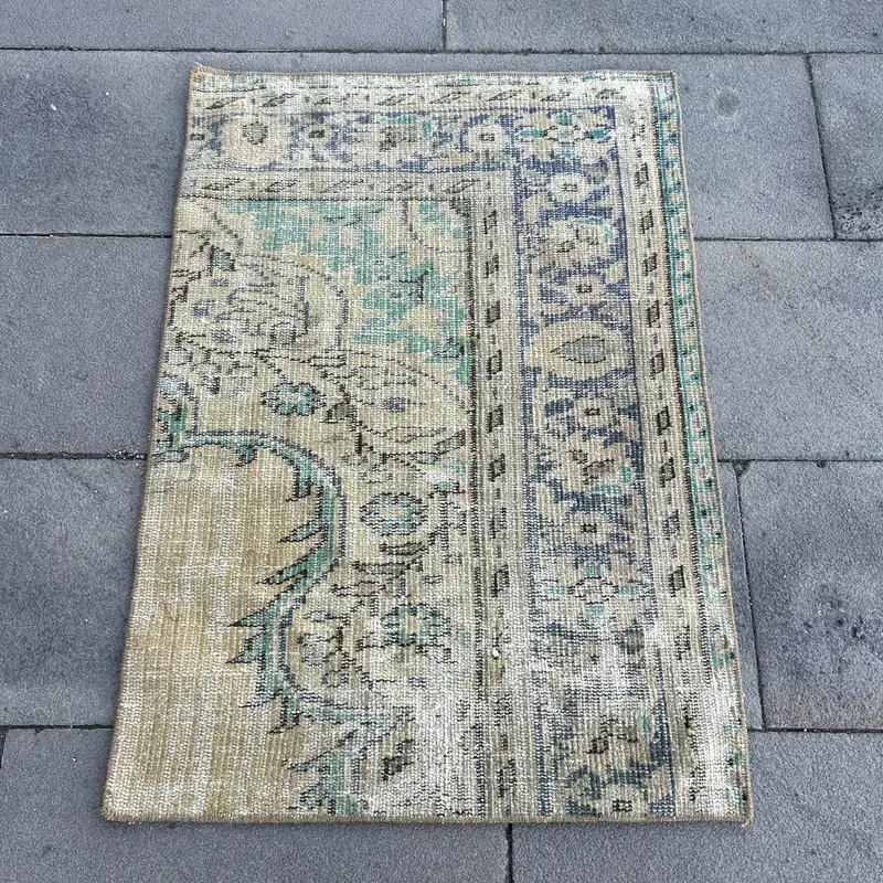 Grüner Südwestteppich, 2,2 x 3,1 Fuß, schickes Dekor