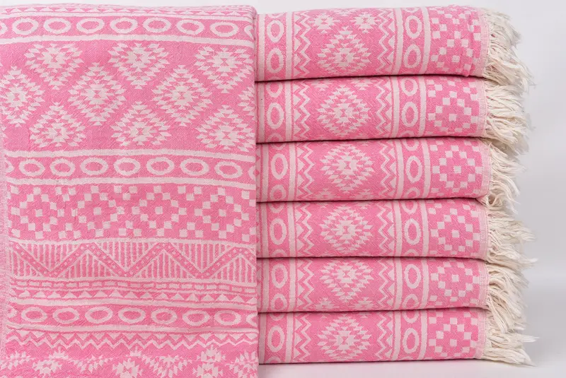 68x36 Cotton Geometric Towel, Beach Theme Wedding Gift, Travel Towel, Bridesmaid Gifts, Quick-dry peshtemal, Engagement Gift, Custom Wedding Gifts - 2