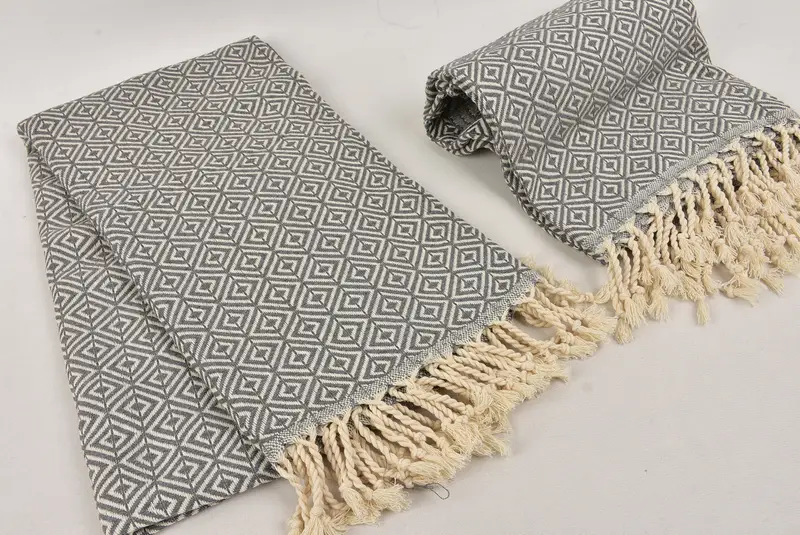 Bridesmaid Gift, Boyfriend Christmas Gift, Monogram Beach Towel, 70x40 Cotton Diamond Towel, Large Turkish Towel, Scarf Towel, Custom Beach Towels - 7