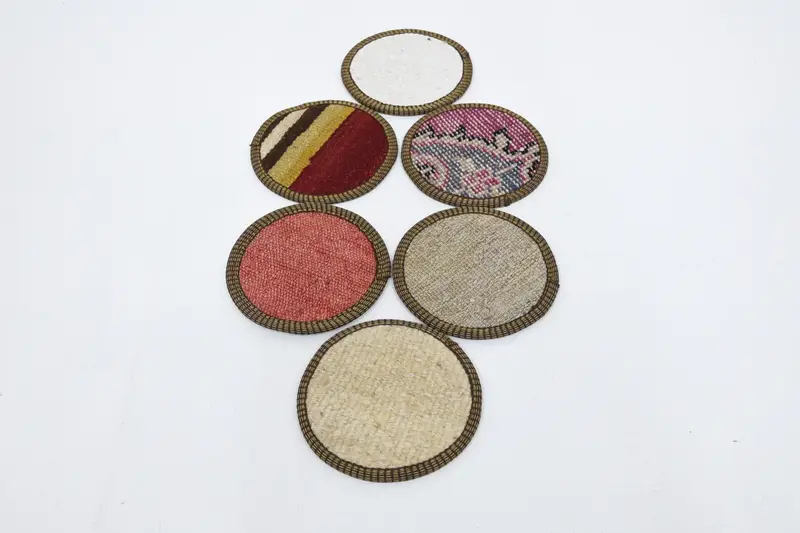 Red and White Striped Coaster, Ethnic-Inspired Round Coaster