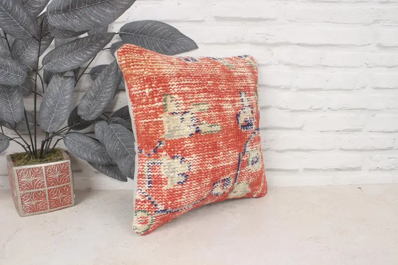 Pillow, Ethnic Throw Pillow Sham, Ethnic Throw Cushion Case, Gift Pillow, Pillow for Couch, Pillow for Sofa, 14x14 Red Pillow Sham - 3