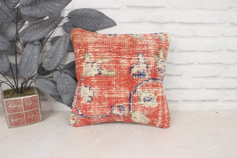 Pillow, Ethnic Throw Pillow Sham, Ethnic Throw Cushion Case, Gift Pillow, Pillow for Couch, Pillow for Sofa, 14x14 Red Pillow Sham - 1