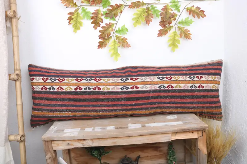 Interior Designer Pillow, Boho Chic Cushion Case, Cushion, Vintage Kilim Throw Pillow, Kilim Pillow Cover, Nomadic Cushion, 16x48 Red Cushion - 1