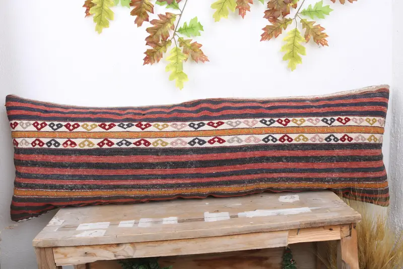 Interior Designer Pillow, Boho Chic Cushion Case, Cushion, Vintage Kilim Throw Pillow, Kilim Pillow Cover, Nomadic Cushion, 16x48 Red Cushion - 2