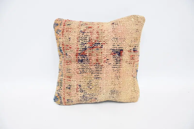 Orange Small Square Vintage Cushion Case, Antique 30x30 cm Pillow - 1