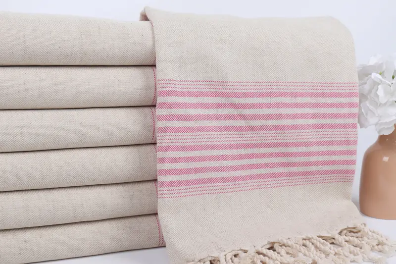 68x40 Linen Striped Towel, Unique Wedding Gift, Peshtemal Towel, Monogram Beach Towel, Absorbent towel, Gift For Bride, Monogrammed Beach Towel - 2