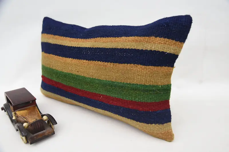 Handmade Kilim Cushion, Cushion Cover, Vintage Pillow, Pastel Cushion Cover, Square Throw Cushion Cover, 12x20 Blue Cushion Case, Throw Kilim Pillow - 3